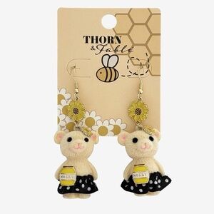 Thorn & Fable Bear Honey Fuzzy Earrings